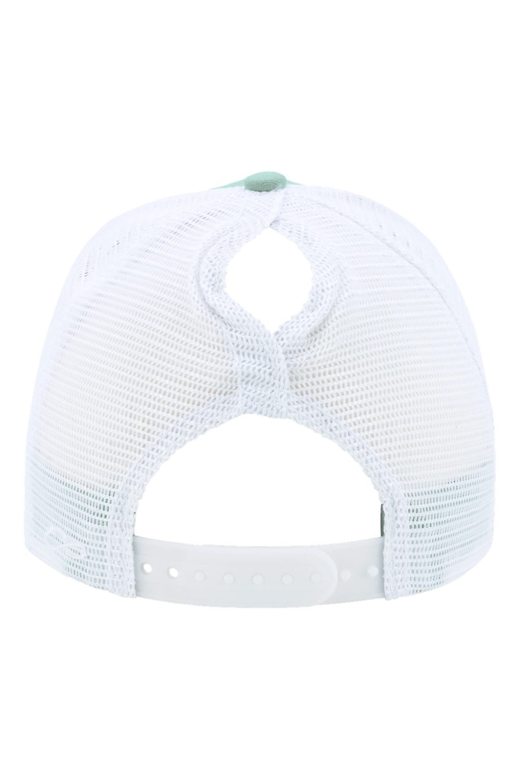 Infinity Her Hats CHARLIE Womens Modern Moisture Wicking Snapback Trucker Hat Seafoam Green/White Flat Back