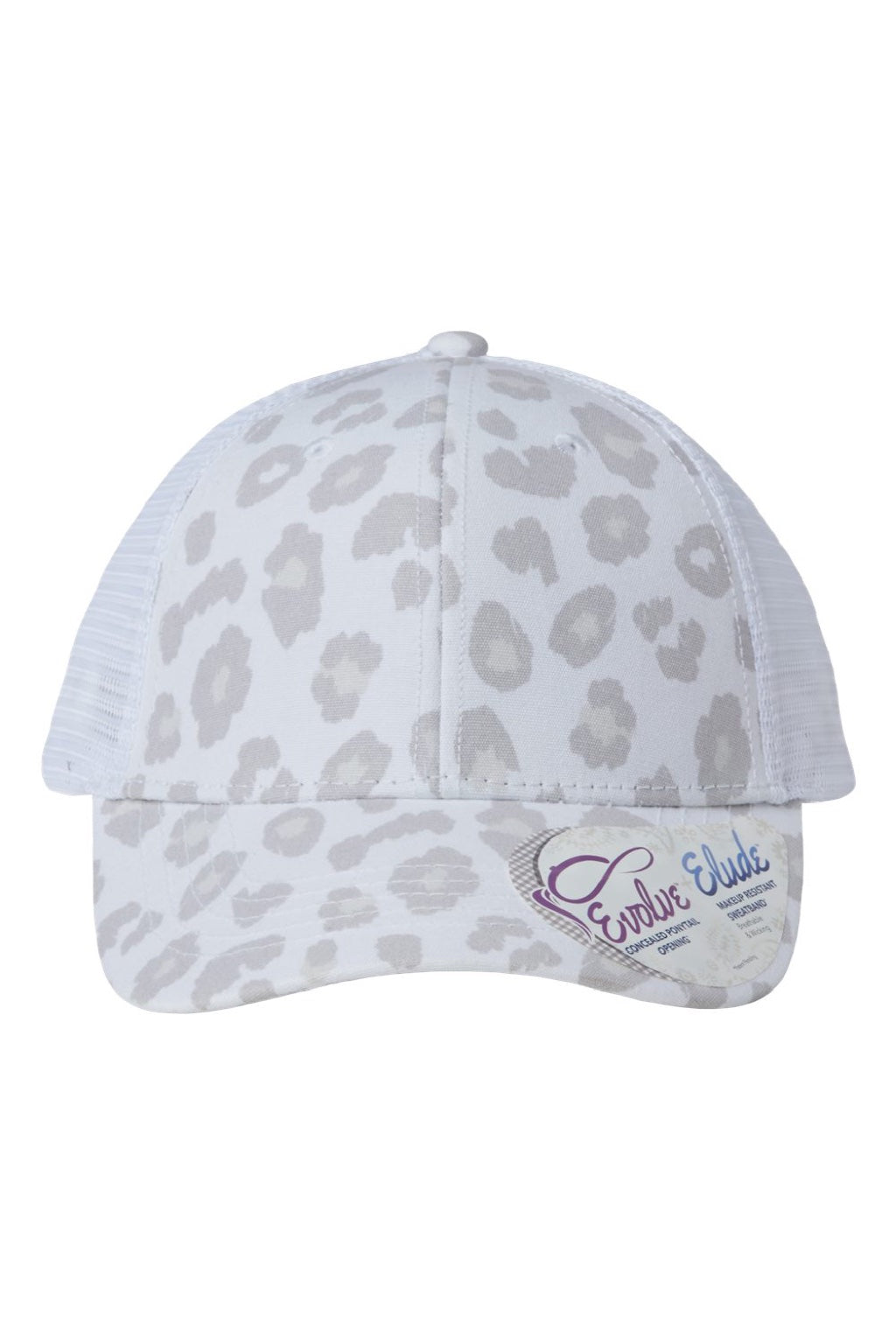 Infinity Her Hats CHARLIE Womens Modern Moisture Wicking Snapback Trucker Hat Snow Leopard/White Flat Front