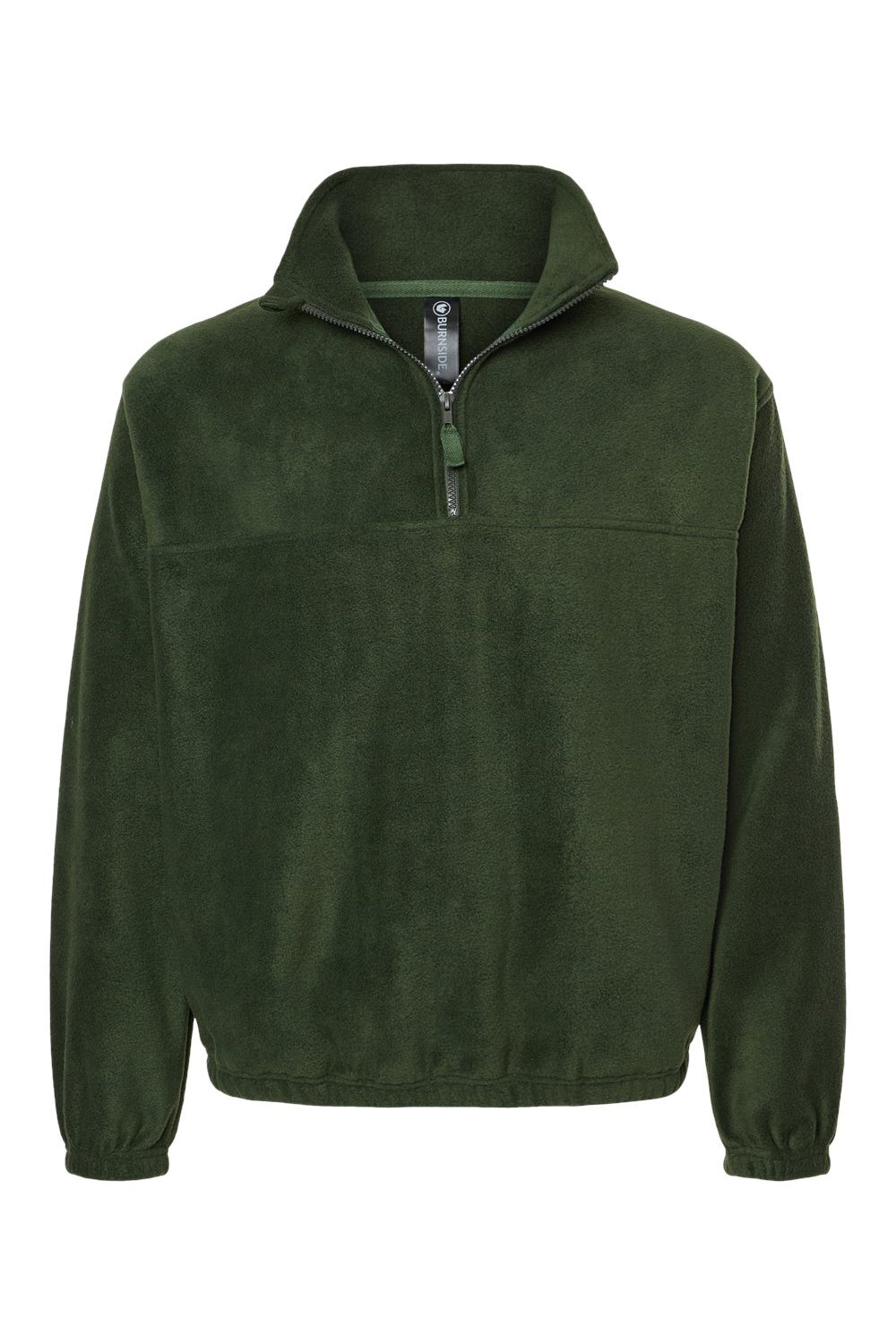 Burnside 3052 Mens Polar Fleece 1/4 Zip Sweatshirt w/ Pockets Army Green Flat Front