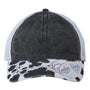 Infinity Her Hats Womens Printed Visor Mesh Back Moisture Wicking Adjustable Hat - Black/Cow/White - Closeout