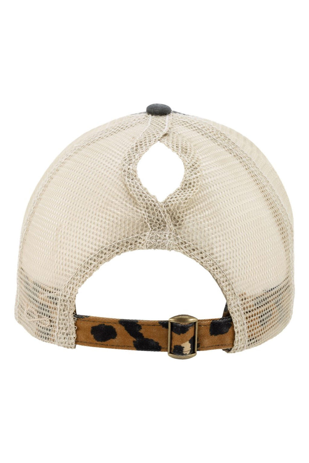 Infinity Her Hats JANET Womens Printed Visor Mesh Back Moisture Wicking Adjustable Hat Black/Leopard/Khaki Flat Back