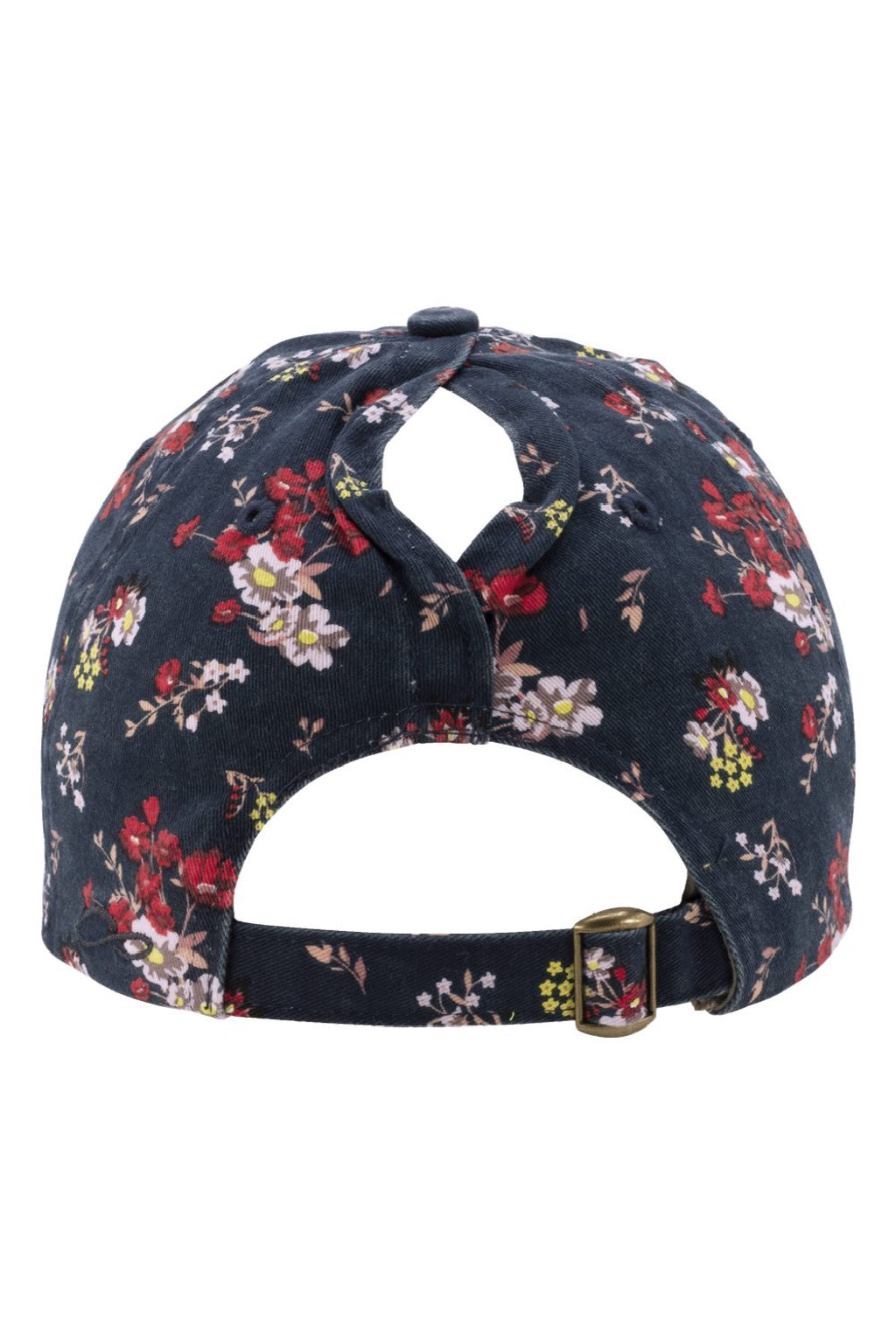 Infinity Her Hats HATTIE Womens Garment Washed Fashion Print Moisture Wicking Adjustable Hat Dark Navy Blue/Floral Flat Back