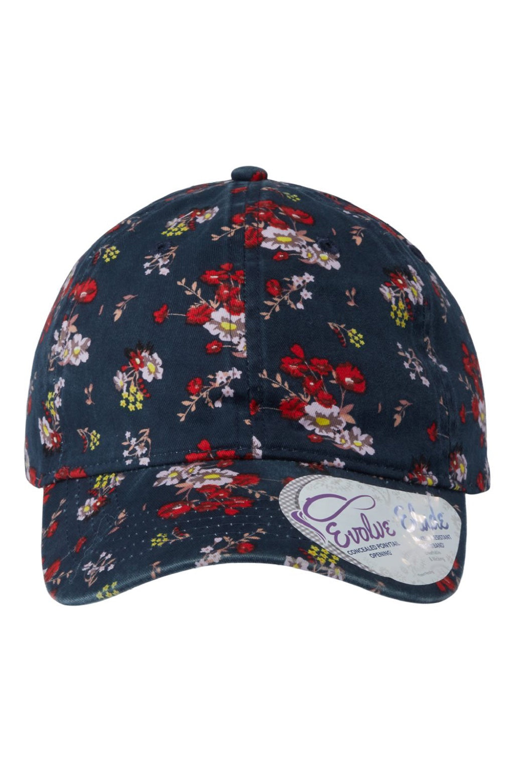 Infinity Her Hats HATTIE Womens Garment Washed Fashion Print Moisture Wicking Adjustable Hat Dark Navy Blue/Floral Flat Front