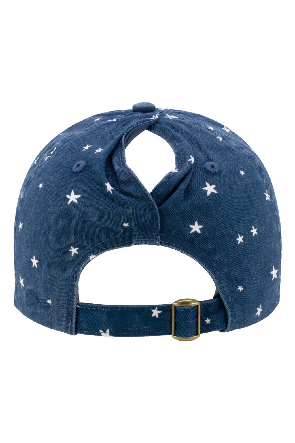 Infinity Her Hats HATTIE Womens Garment Washed Fashion Print Moisture Wicking Adjustable Hat Navy Blue/White Stars Flat Back