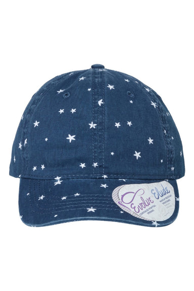 Infinity Her Hats HATTIE Womens Garment Washed Fashion Print Moisture Wicking Adjustable Hat Navy Blue/White Stars Flat Front