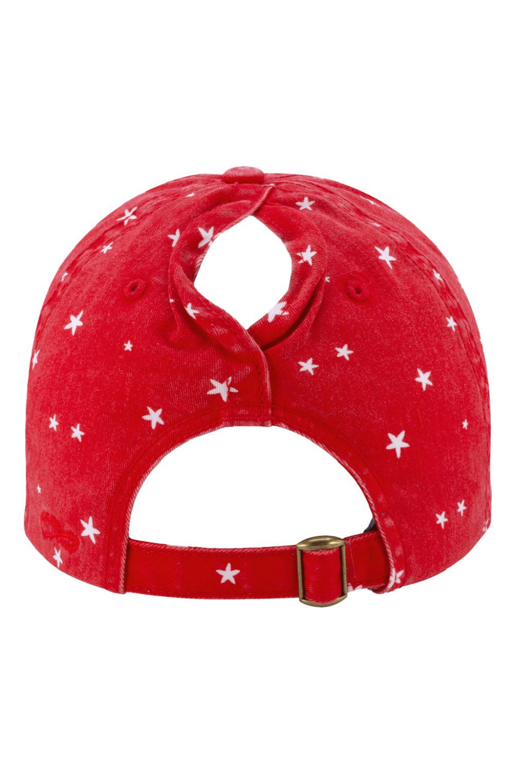 Infinity Her Hats HATTIE Womens Garment Washed Fashion Print Moisture Wicking Adjustable Hat Red/White Stars Flat Back