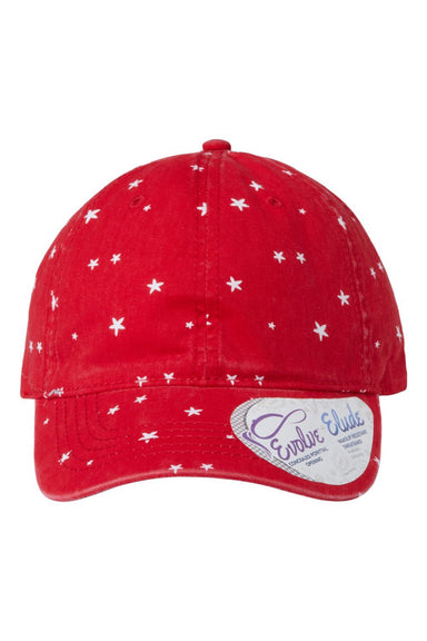 Infinity Her Hats HATTIE Womens Garment Washed Fashion Print Moisture Wicking Adjustable Hat Red/White Stars Flat Front
