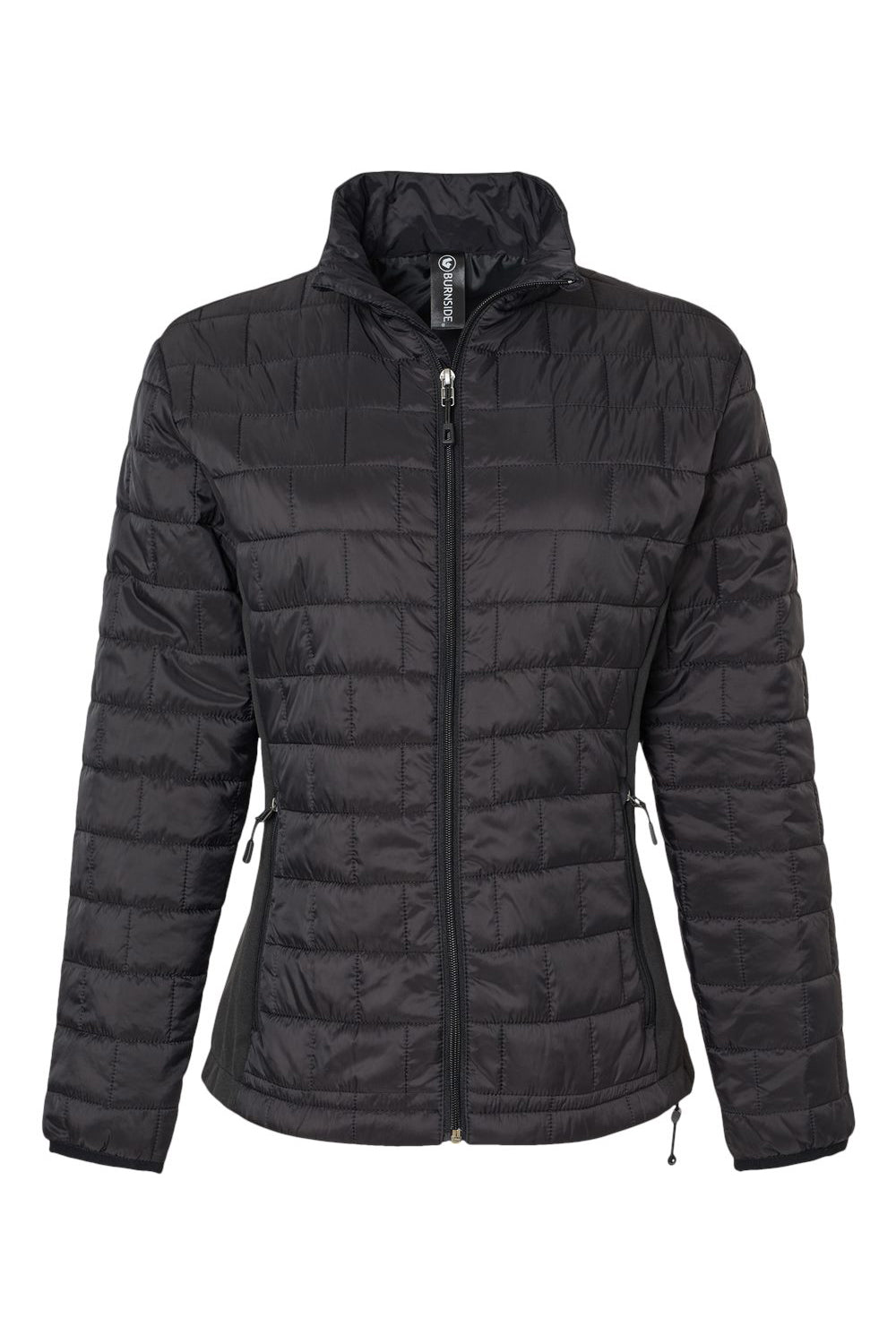 Burnside 5713 Womens Element Full Zip Puffer Jacket Black Flat Front