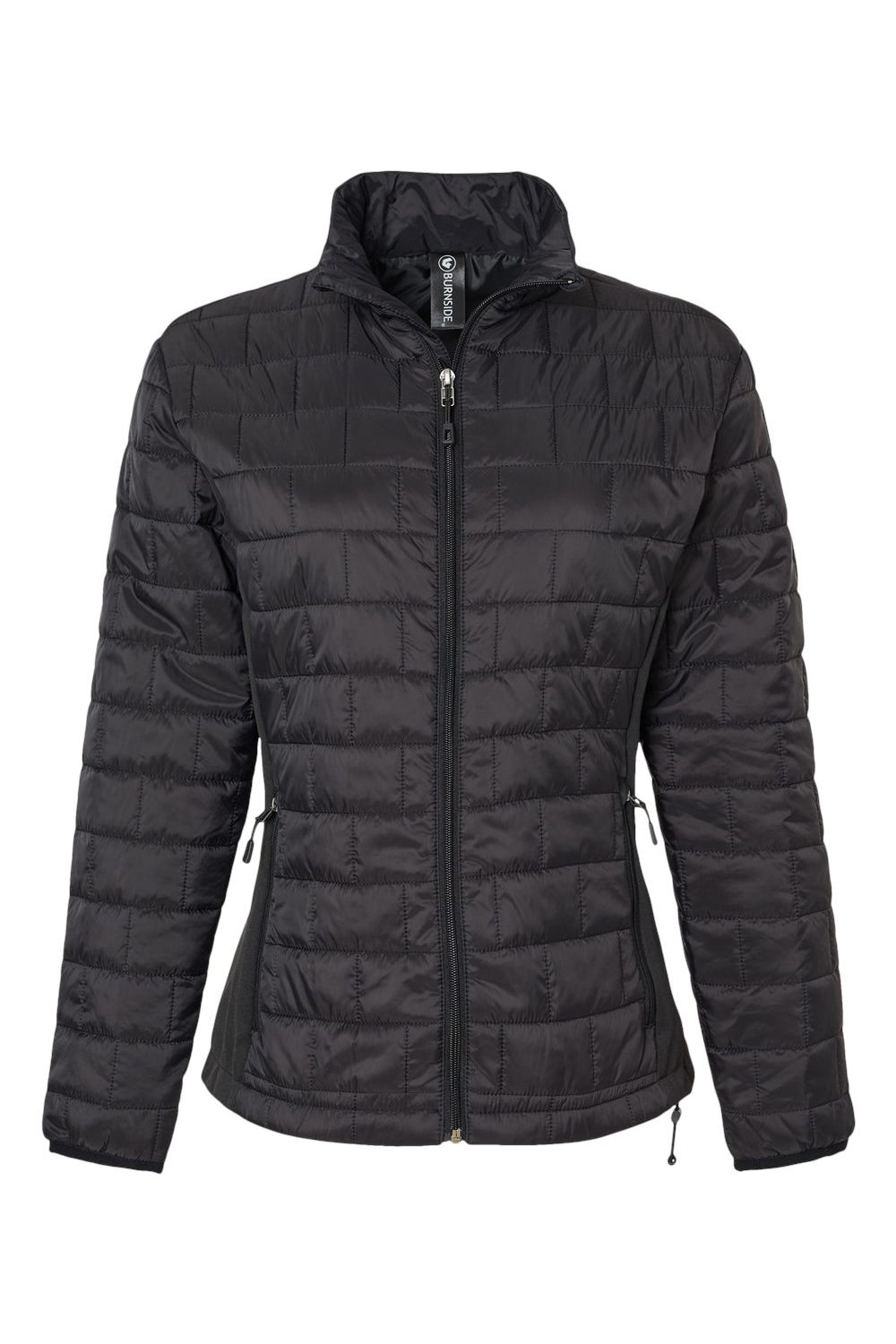 Burnside 5713 Womens Element Full Zip Puffer Jacket Black Flat Front
