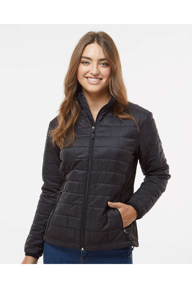 Burnside 5713 Womens Element Full Zip Puffer Jacket Black Model Front