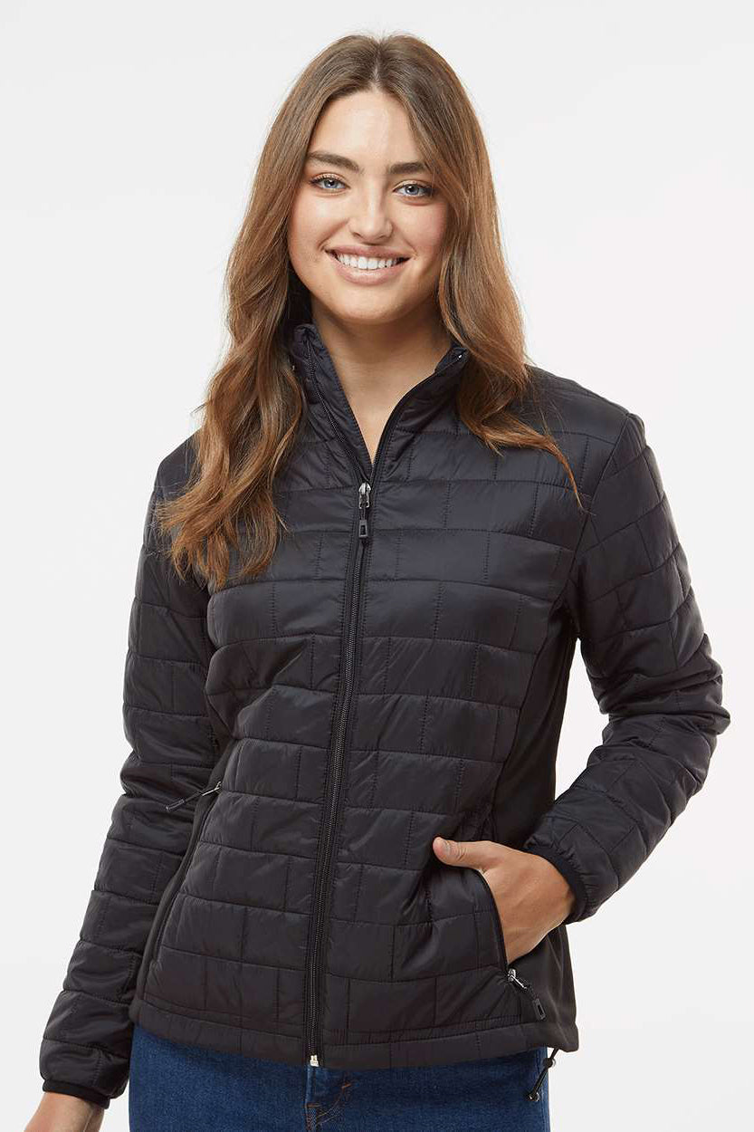 Burnside 5713 Womens Element Full Zip Puffer Jacket Black Model Front