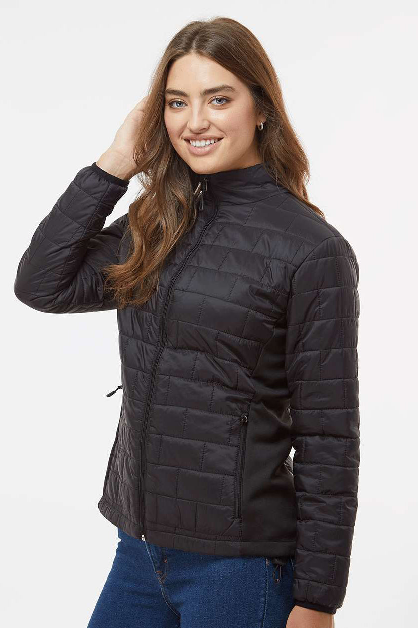 Burnside 5713 Womens Element Full Zip Puffer Jacket Black Model Side