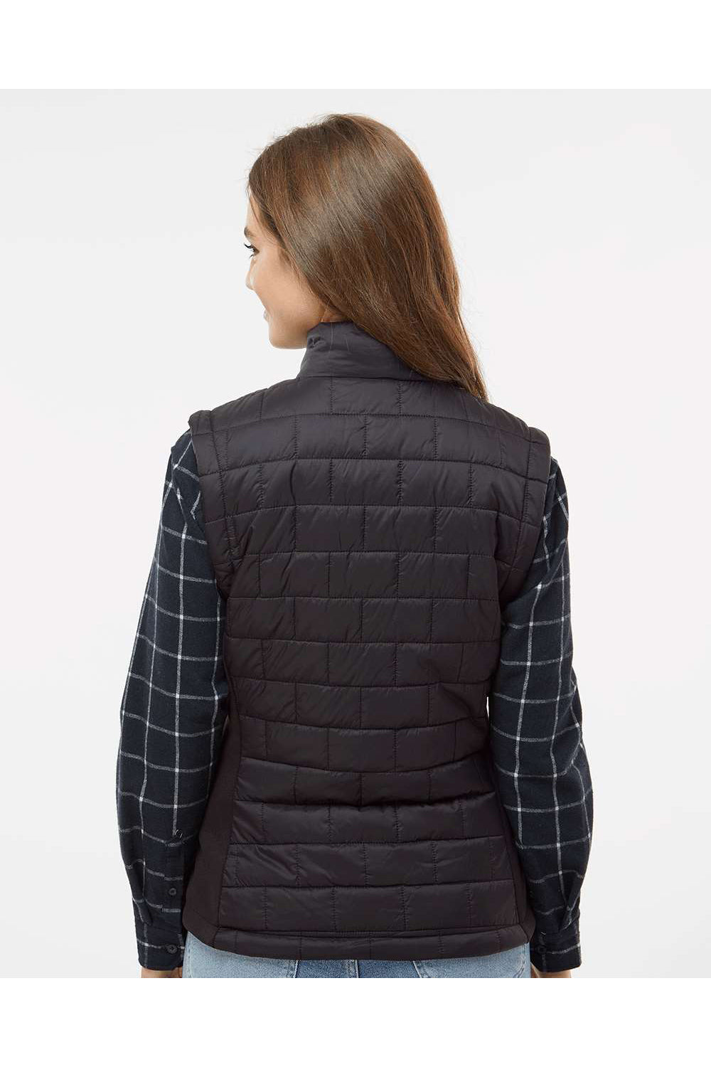 Burnside 5703 Womens Element Full Zip Puffer Vest Black Model Back