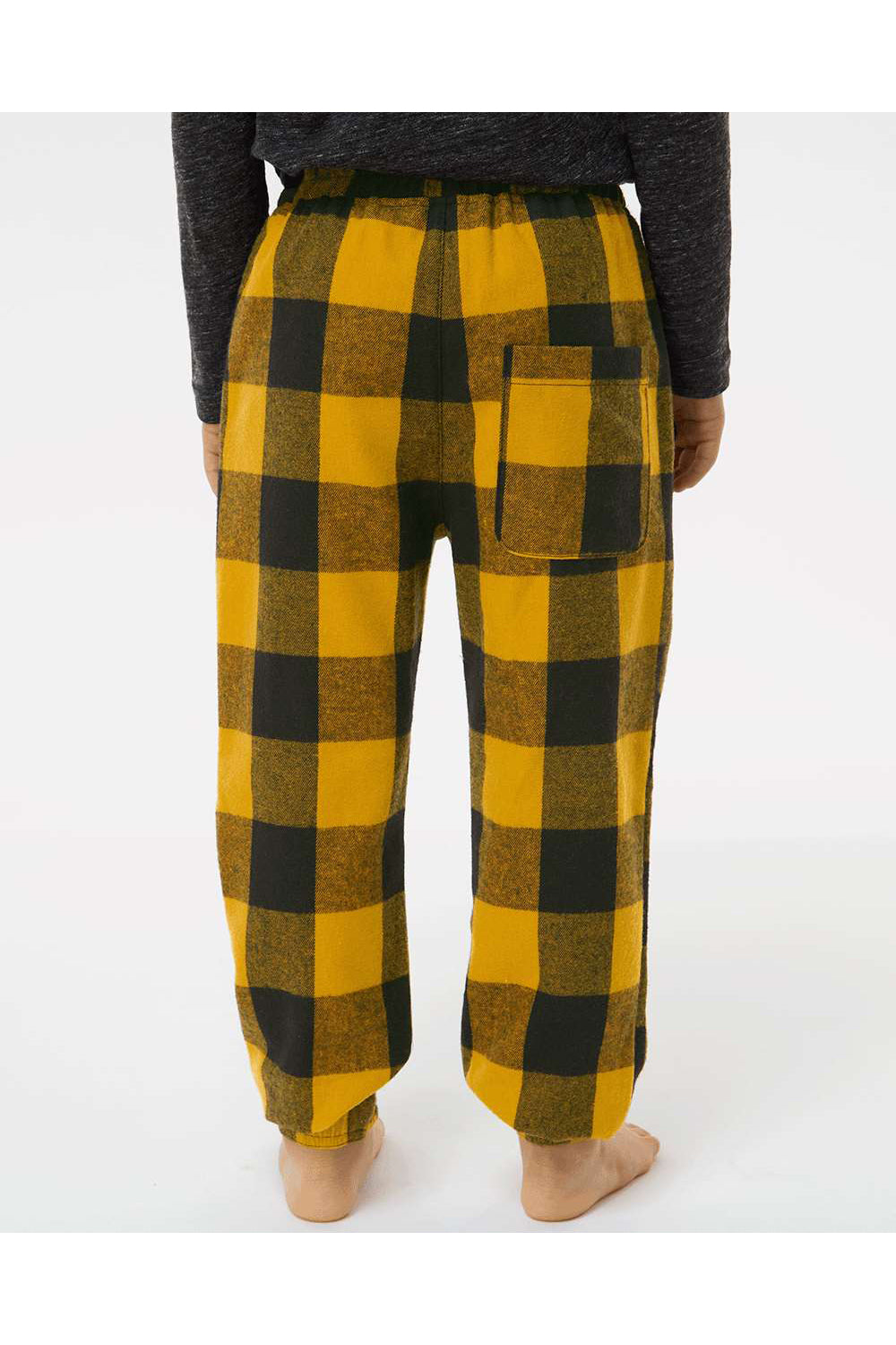 Burnside 4810 Youth Flannel Jogger Sweatpants w/ Pockets Gold/Black Model Back