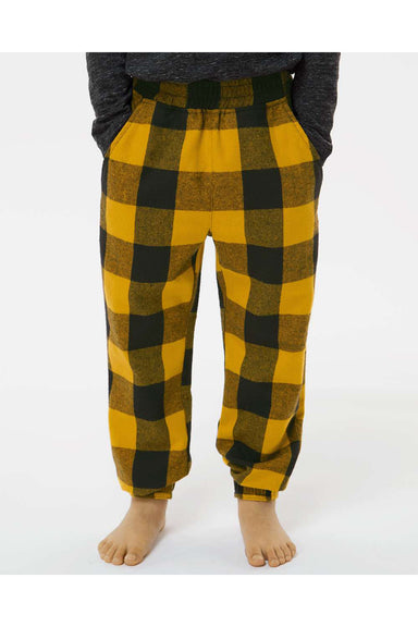 Burnside 4810 Youth Flannel Jogger Sweatpants w/ Pockets Gold/Black Model Front