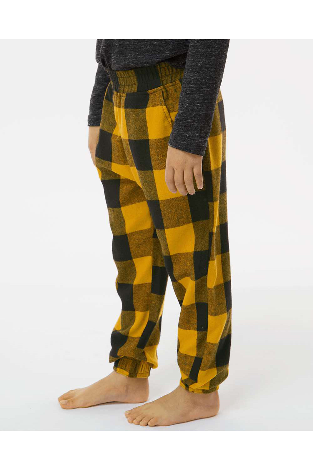 Burnside 4810 Youth Flannel Jogger Sweatpants w/ Pockets Gold/Black Model Side