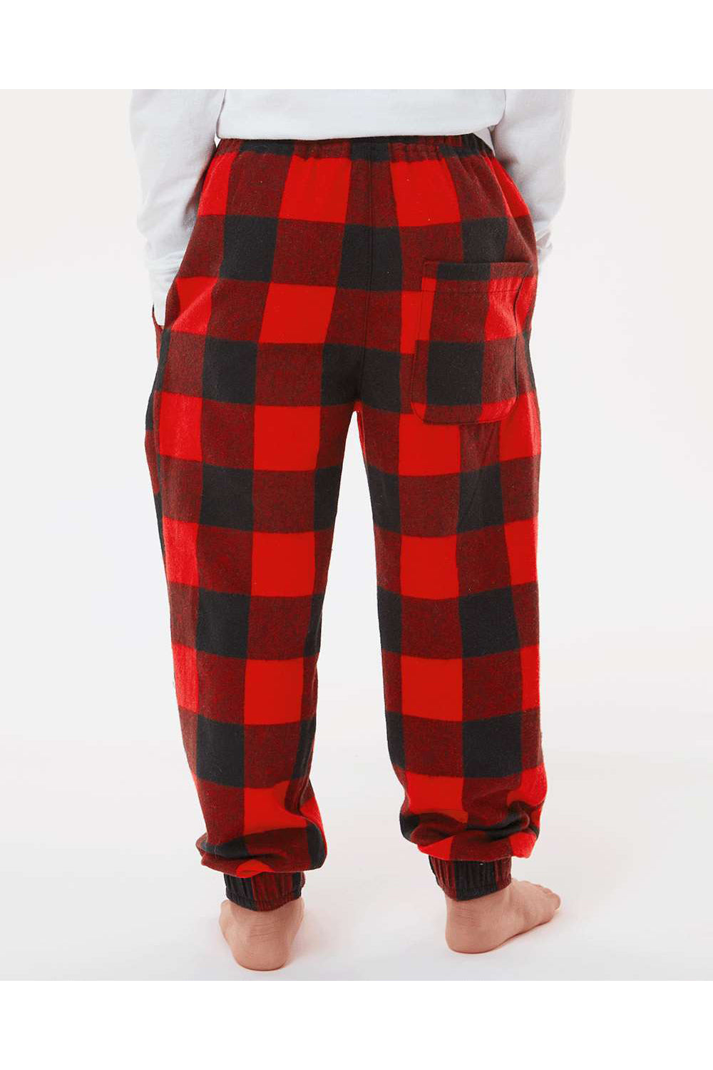 Burnside 4810 Youth Flannel Jogger Sweatpants w/ Pockets Red/Black Model Back