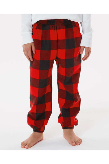 Burnside 4810 Youth Flannel Jogger Sweatpants w/ Pockets Red/Black Model Front