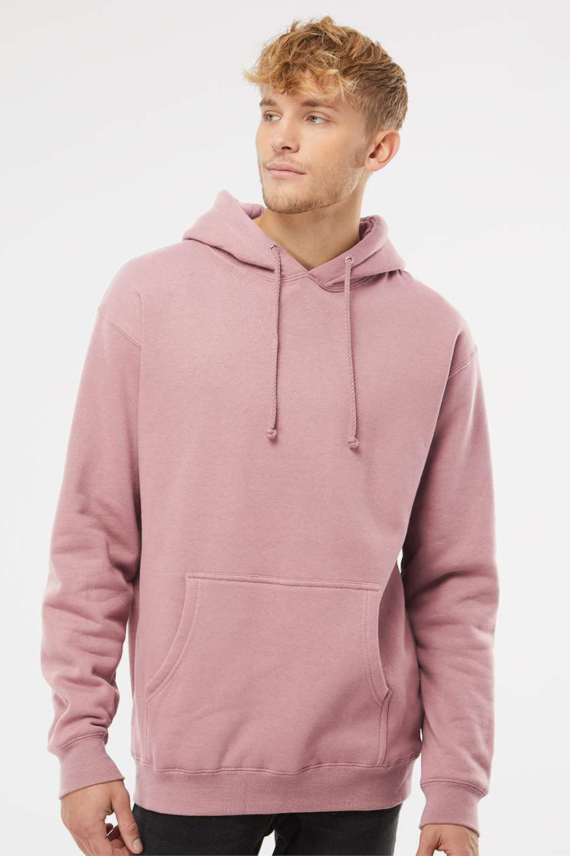 Independent Trading Company IND4000 Mens Hooded Sweatshirt Hoodie w/ Pouch Pocket Dusty Pink Model Front