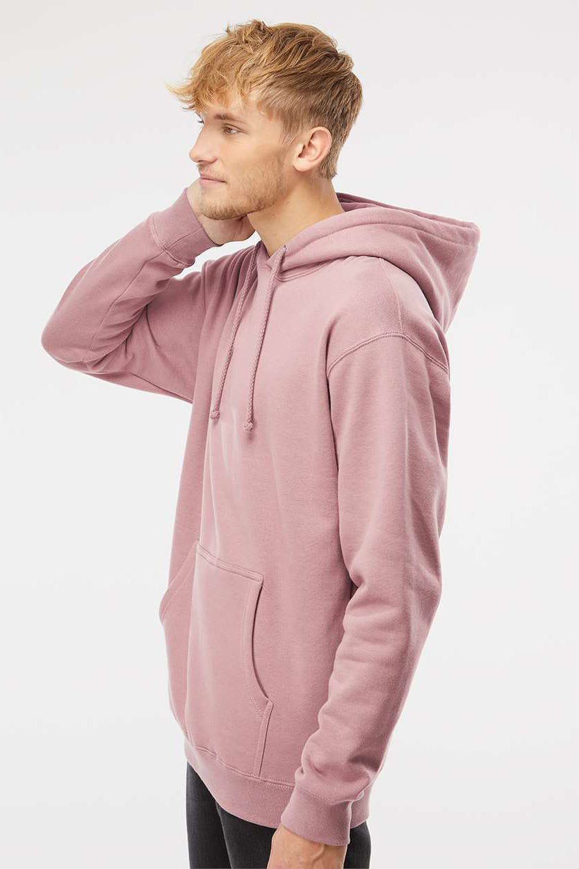 Independent Trading Company IND4000 Mens Hooded Sweatshirt Hoodie w/ Pouch Pocket Dusty Pink Model Side