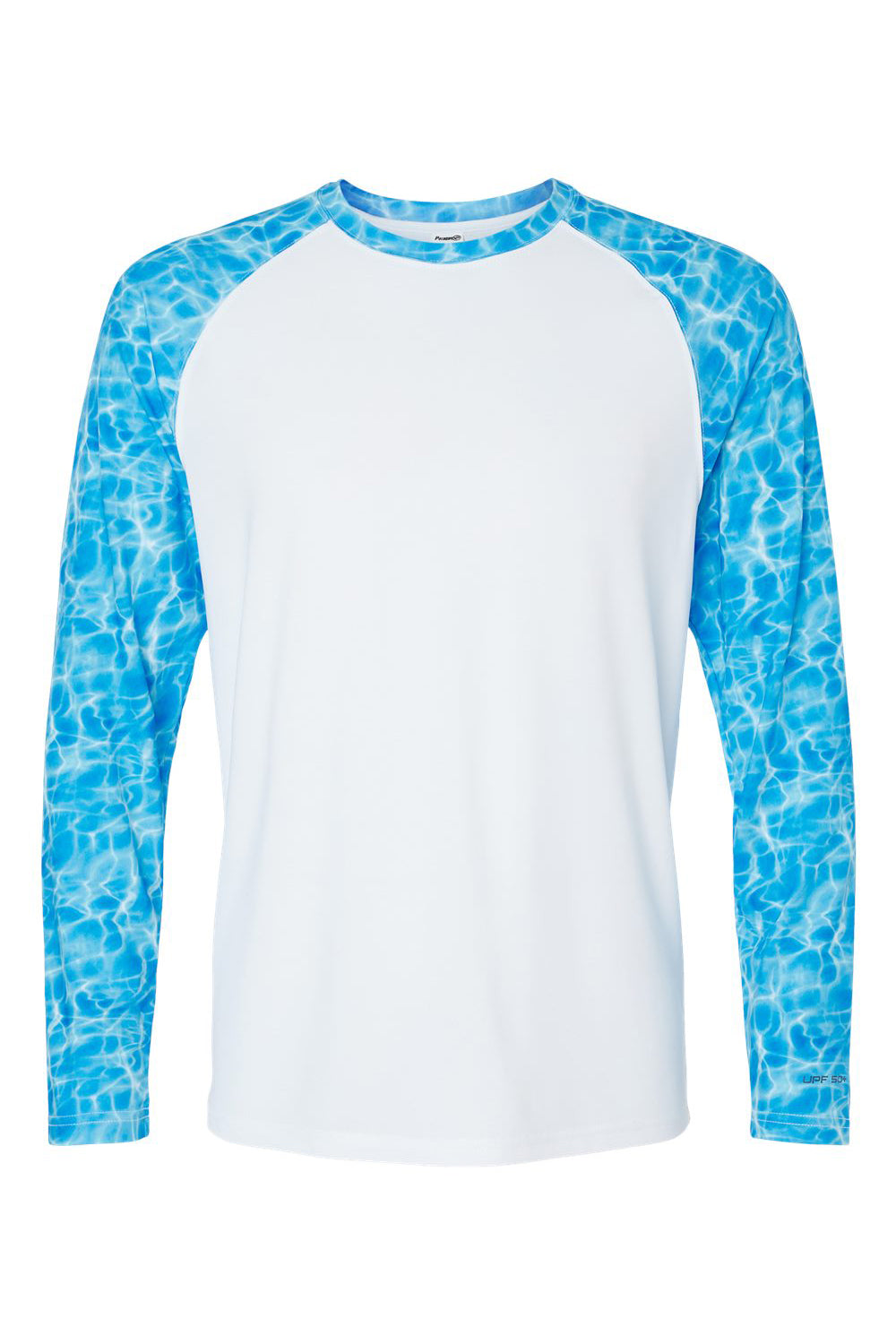Paragon 231 Mens Panama Colorblocked Long Sleeve Crewneck T-Shirt Blue Water Flat Front