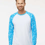 Paragon Mens Panama Colorblock Moisture Wicking Long Sleeve Crewneck T-Shirt - Blue Water - NEW