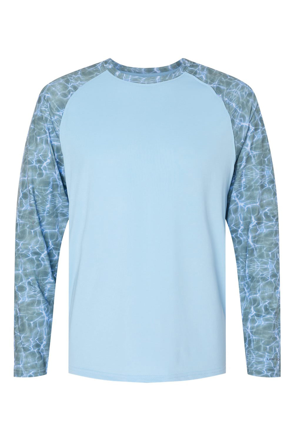 Paragon 231 Mens Panama Colorblocked Long Sleeve Crewneck T-Shirt Grey Mist Water Flat Front