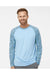 Paragon 231 Mens Panama Colorblocked Long Sleeve Crewneck T-Shirt Grey Mist Water Model Front