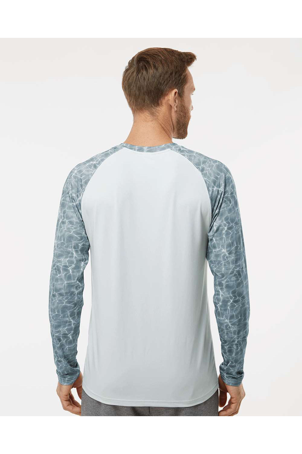 Paragon 231 Mens Panama Colorblocked Long Sleeve Crewneck T-Shirt Grey Water Model Back