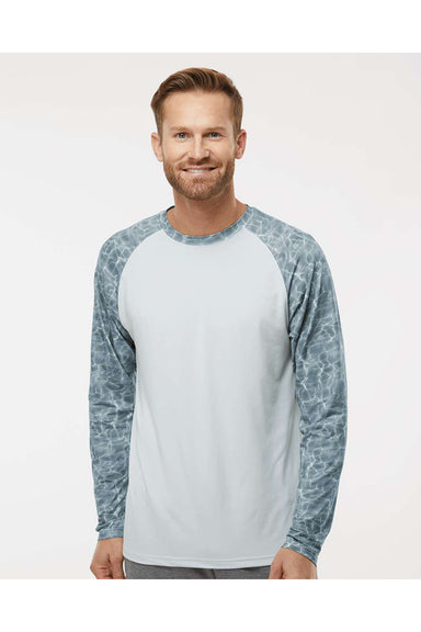 Paragon 231 Mens Panama Colorblocked Long Sleeve Crewneck T-Shirt Grey Water Model Front