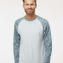 Paragon Mens Panama Colorblock Moisture Wicking Long Sleeve Crewneck T-Shirt - Grey Water - NEW