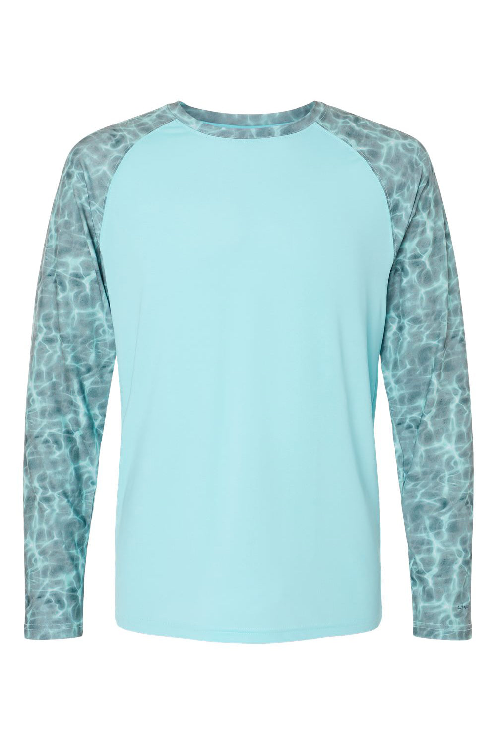 Paragon 231 Mens Panama Colorblocked Long Sleeve Crewneck T-Shirt Grey Aqua Water Flat Front
