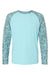 Paragon 231 Mens Panama Colorblocked Long Sleeve Crewneck T-Shirt Grey Aqua Water Flat Front