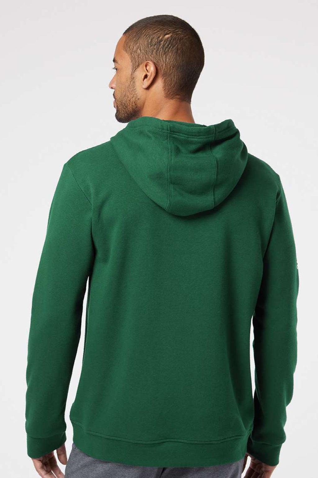 Adidas A432 Mens Fleece Hooded Sweatshirt Hoodie w/ Pouch Pocket Collegiate Green Model Back