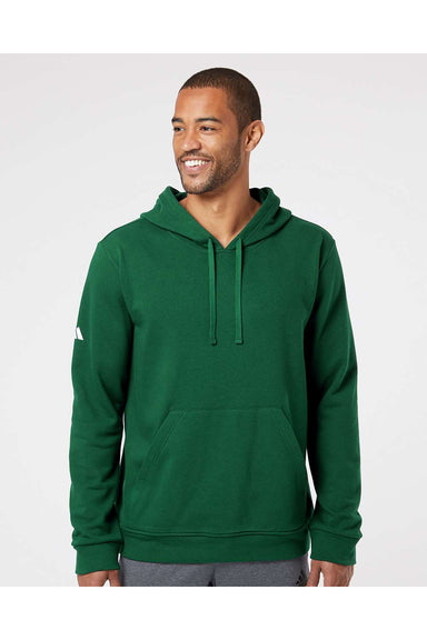 Adidas A432 Mens Fleece Hooded Sweatshirt Hoodie Collegiate Green Model Front