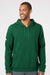 Adidas A432 Mens Fleece Hooded Sweatshirt Hoodie w/ Pouch Pocket Collegiate Green Model Front
