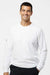 Adidas A434 Mens Fleece Crewneck Sweatshirt White Model Front