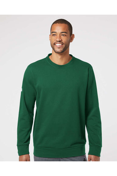 Adidas A434 Mens Fleece Crewneck Sweatshirt Collegiate Green Model Front
