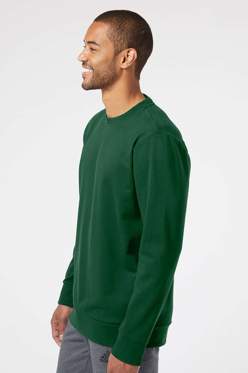 Adidas A434 Mens Fleece Crewneck Sweatshirt Collegiate Green Model Side
