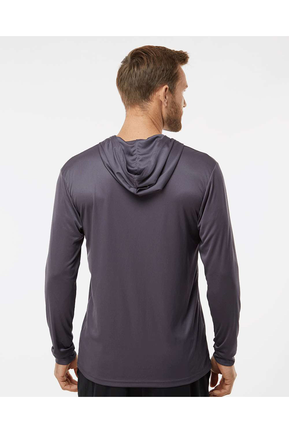 Paragon 220 Mens Bahama Performance Long Sleeve Hooded T-Shirt Hoodie Graphite Grey Model Back