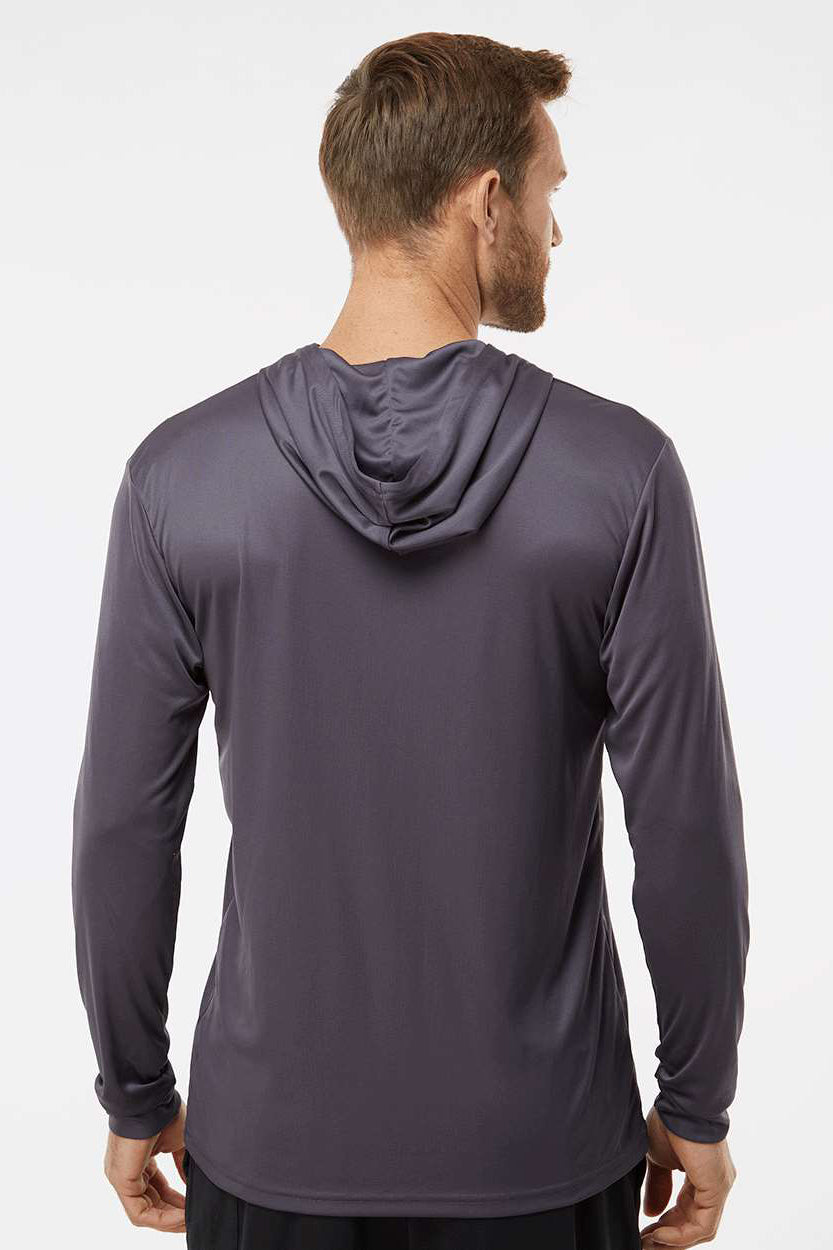 Paragon 220 Mens Bahama Performance Moisture Wicking Long Sleeve Hooded T-Shirt Hoodie Graphite Grey Model Back