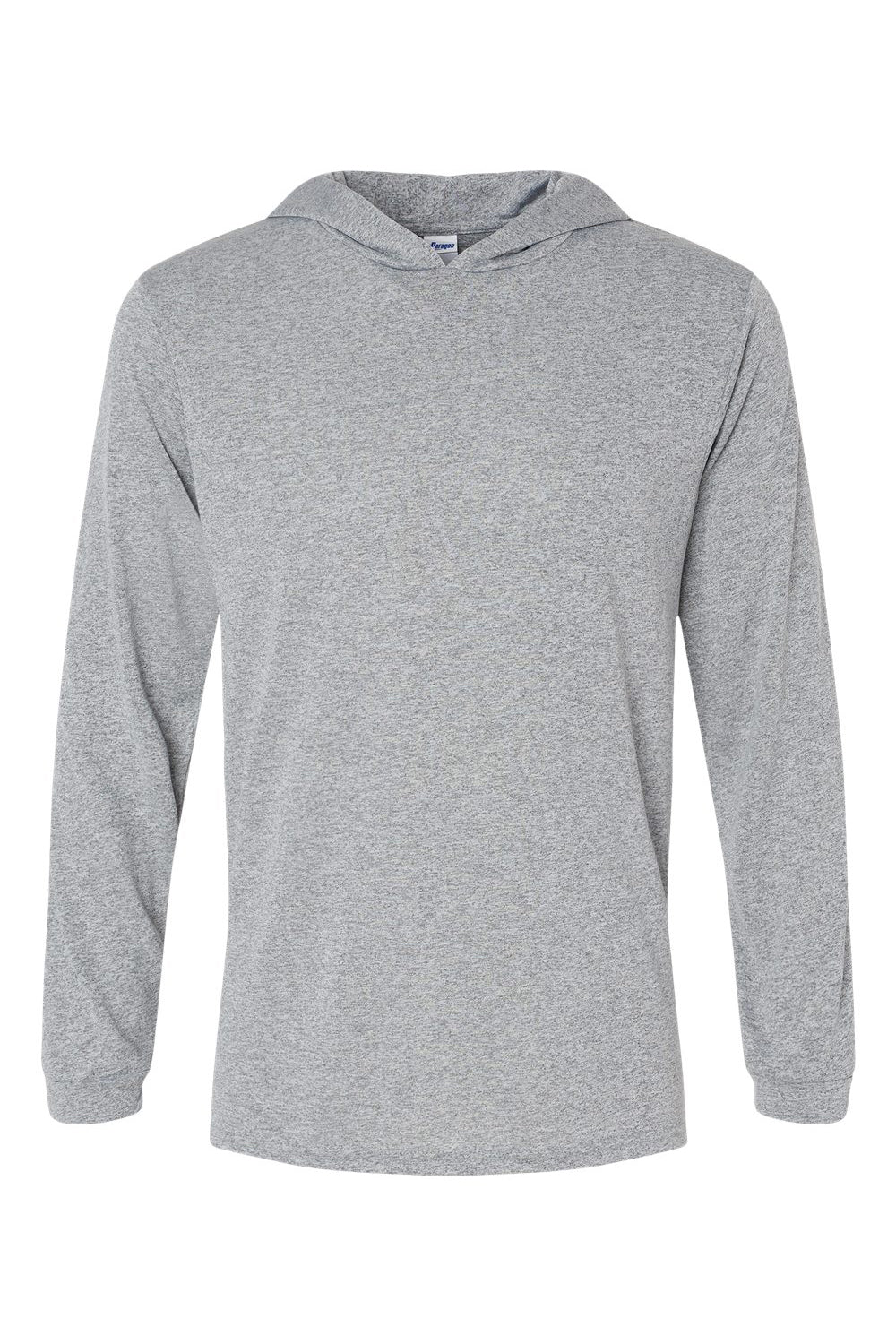 Paragon 220 Mens Bahama Performance Moisture Wicking Long Sleeve Hooded T-Shirt Hoodie Heather Grey Flat Front