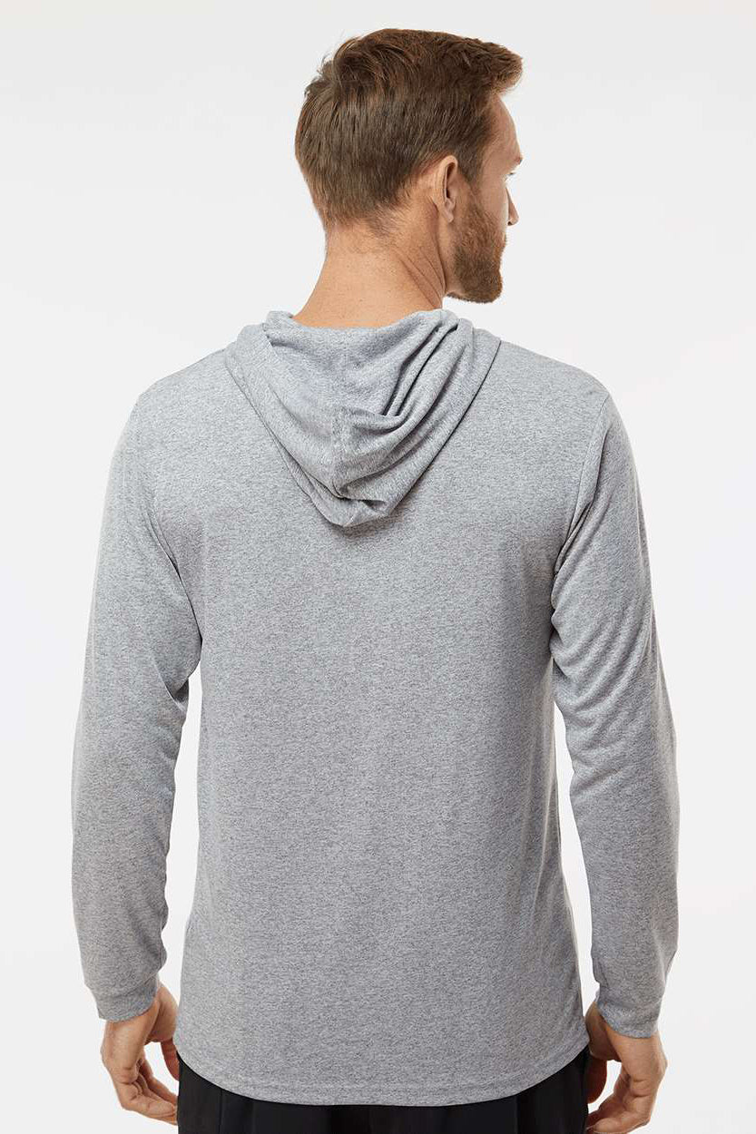 Paragon 220 Mens Bahama Performance Moisture Wicking Long Sleeve Hooded T-Shirt Hoodie Heather Grey Model Back