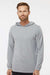 Paragon 220 Mens Bahama Performance Moisture Wicking Long Sleeve Hooded T-Shirt Hoodie Heather Grey Model Front