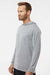 Paragon 220 Mens Bahama Performance Moisture Wicking Long Sleeve Hooded T-Shirt Hoodie Heather Grey Model Side