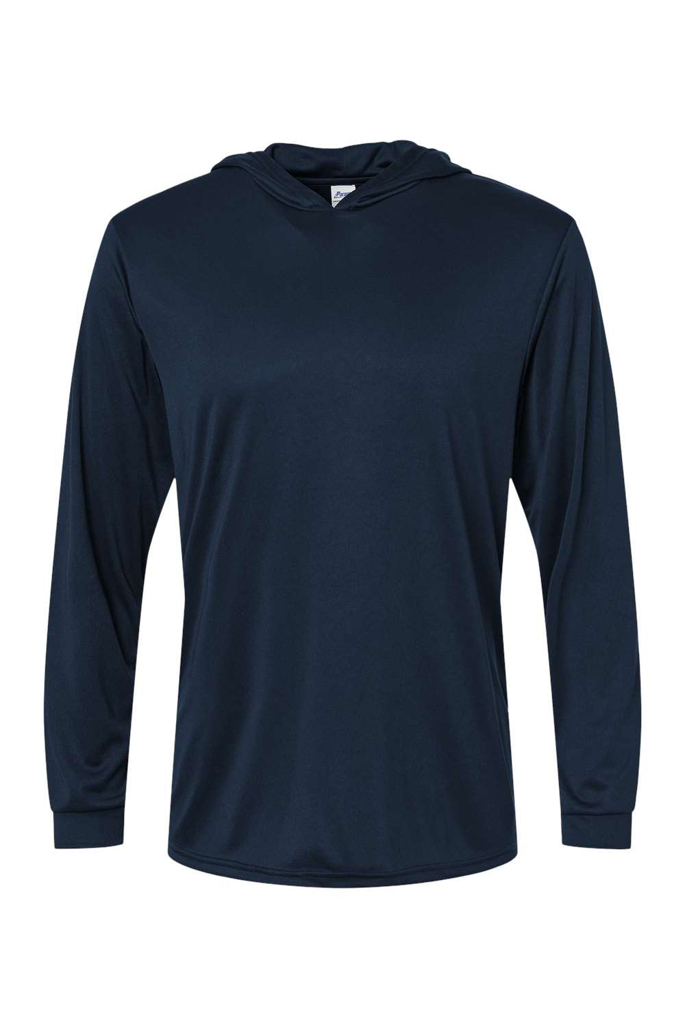 Paragon 220 Mens Bahama Performance Moisture Wicking Long Sleeve Hooded T-Shirt Hoodie Navy Blue Flat Front