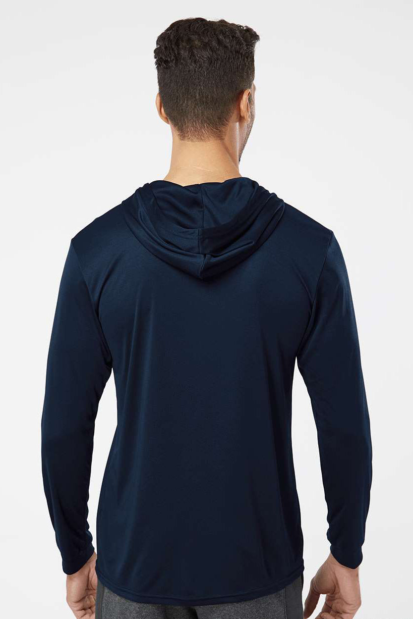 Paragon 220 Mens Bahama Performance Moisture Wicking Long Sleeve Hooded T-Shirt Hoodie Navy Blue Model Back