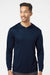 Paragon 220 Mens Bahama Performance Moisture Wicking Long Sleeve Hooded T-Shirt Hoodie Navy Blue Model Front