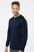Paragon 220 Mens Bahama Performance Moisture Wicking Long Sleeve Hooded T-Shirt Hoodie Navy Blue Model Side