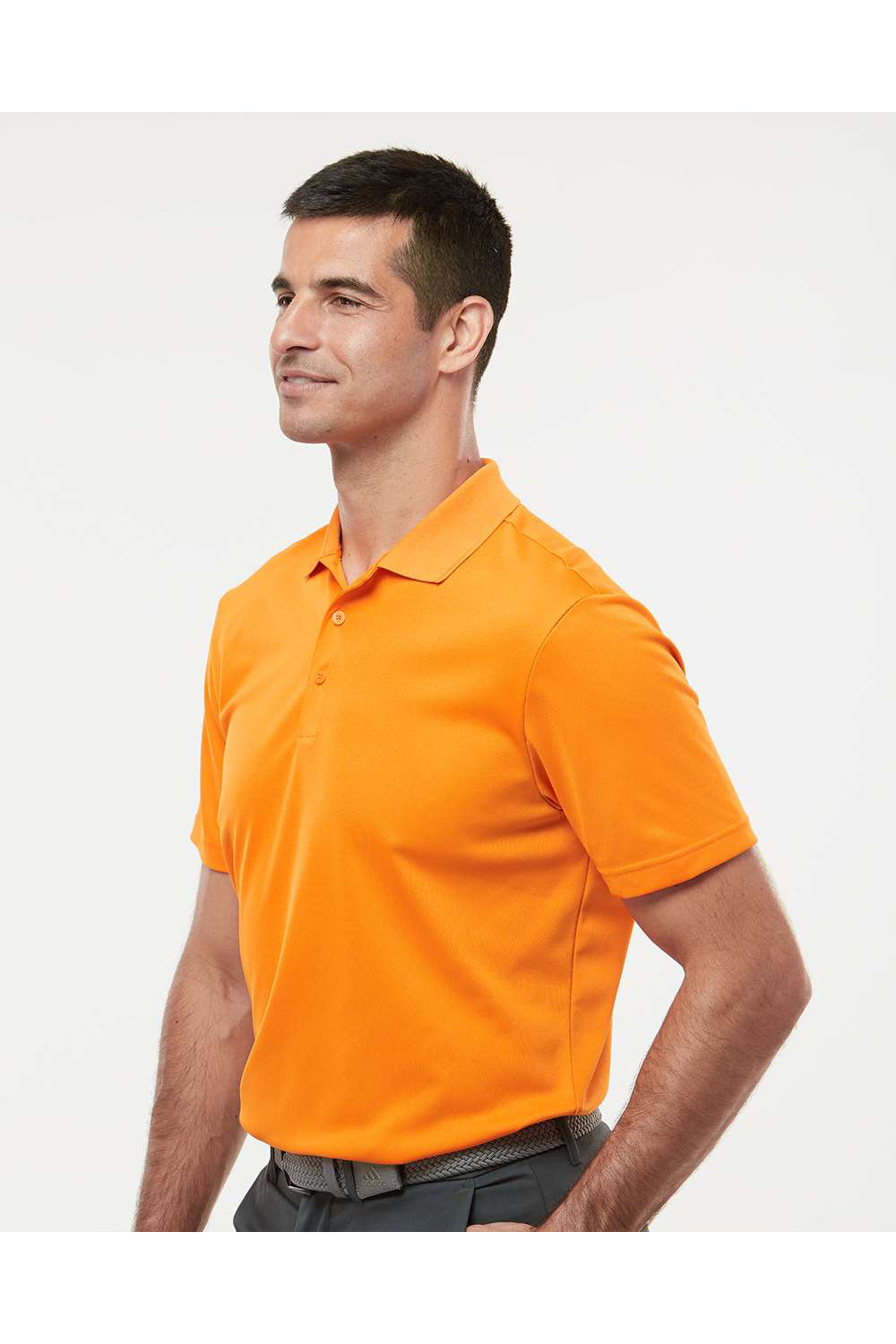 Adidas A430 Mens Basic Short Sleeve Polo Shirt Bright Orange Model Side